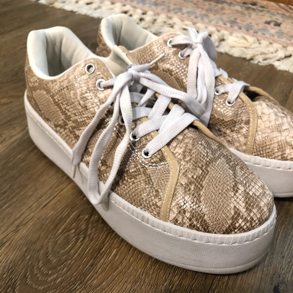 Platform faux sneak skin sneakers